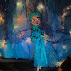 Handcrafted Doll in Teal Dress